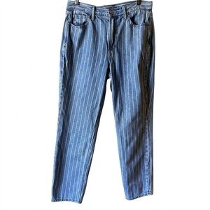 American Eagle Jeans Womens Size 8 Striped Mom Jean Medium Wash Denim High Rise